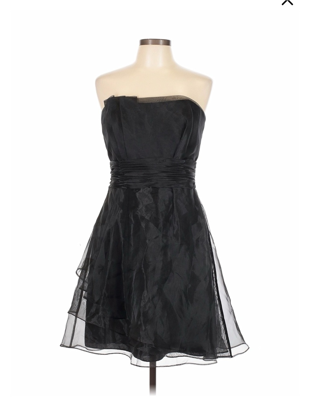 David's Bridal Black Strapless Ruched Waist Cocktail Dress